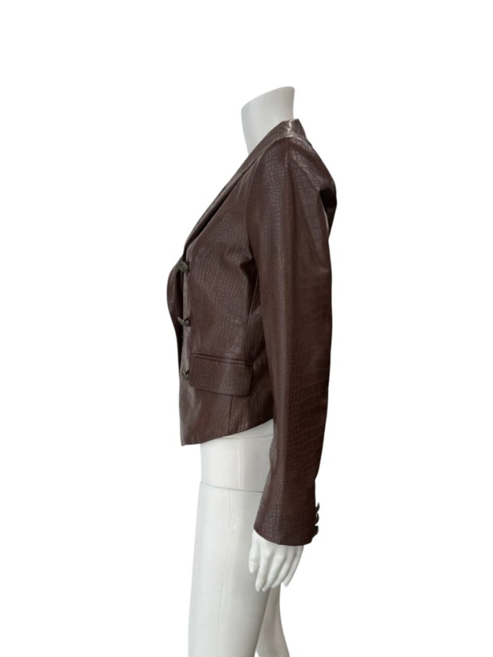 $598 Veronica Beard Brown Cooke Oneta Faux Croc Leather Blazer Jacket size 2 - Picture 7 of 10